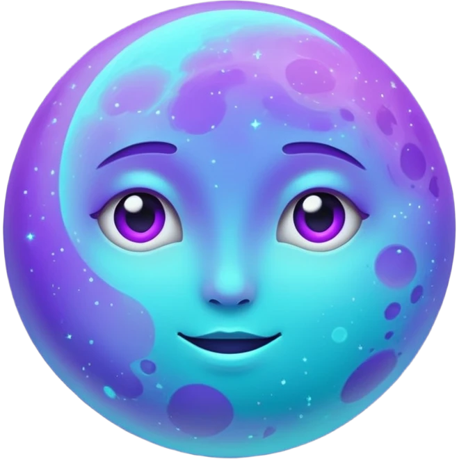 glitter purple and cian moon emoji
