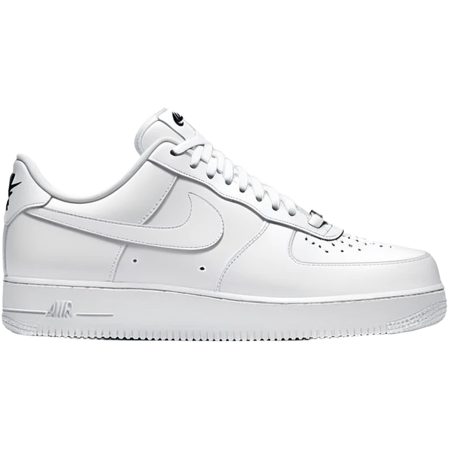 Pristine white Nike Air Force 1 with visible Nike swoosh logo emoji