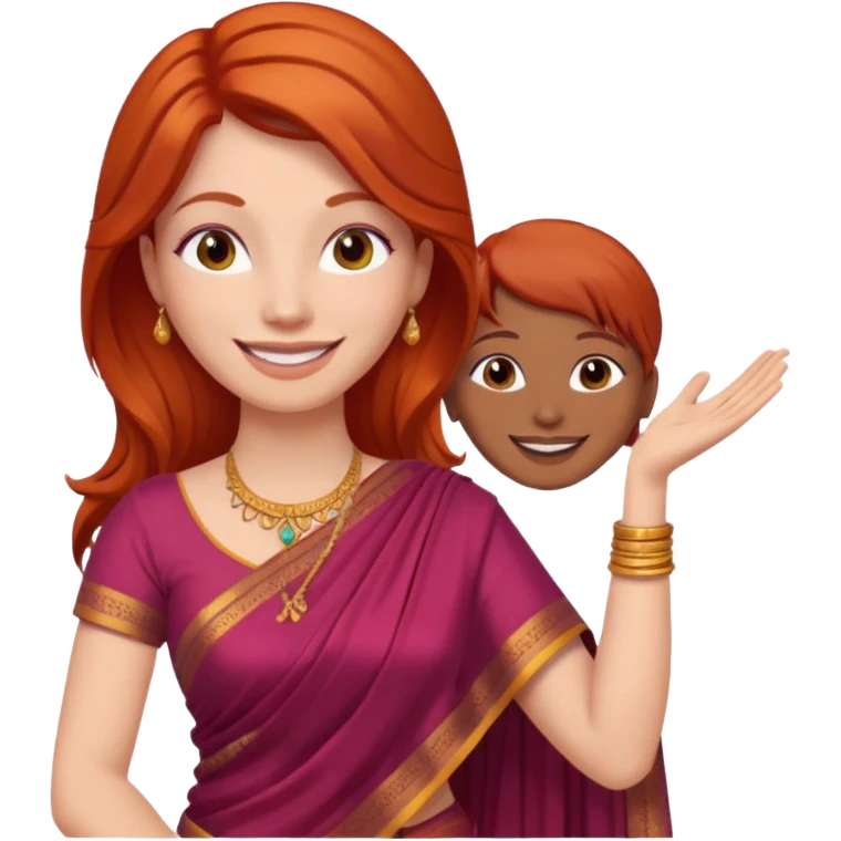 Red head woman praising Indian woman emoji