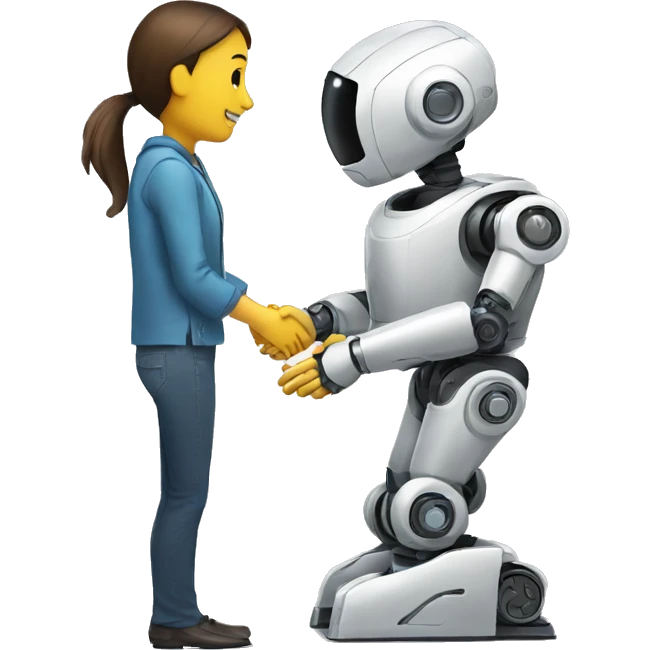 a person shaking the hand of a robot emoji