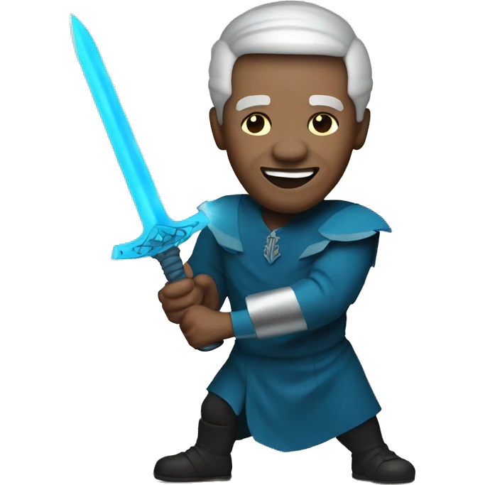 Nelson Mandela lifting a blue glowing sword emoji