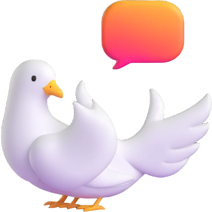 dove with a chat bubble, game-like setting emoji