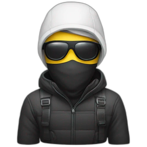 Photographer wearing a ski mask emoji
