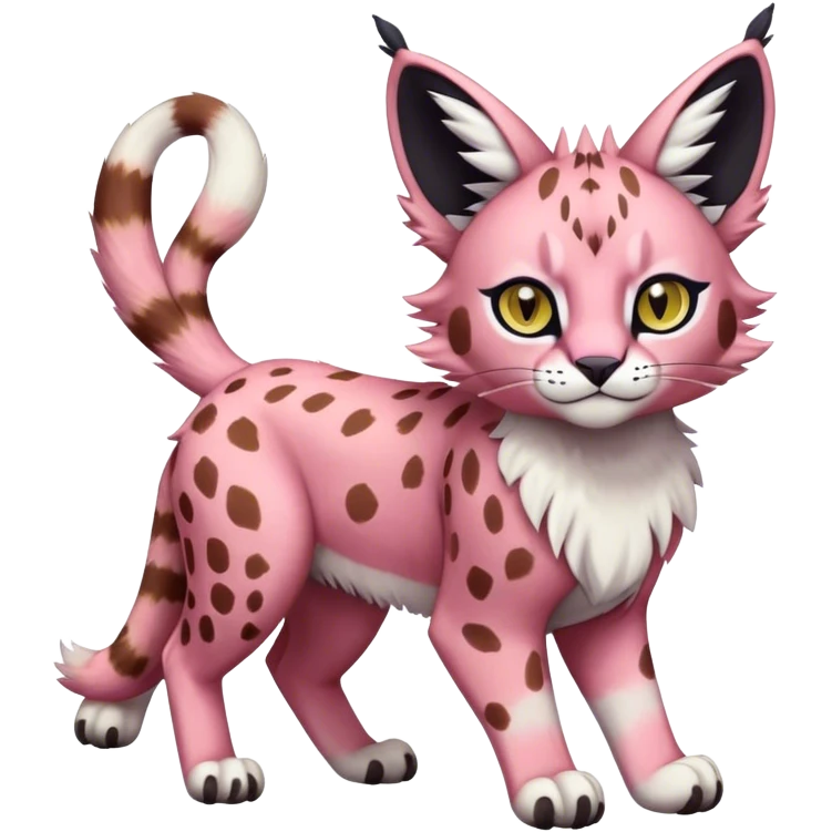 A pink lynx-caracal-serval-fakemon-Digimon-creature-hybrid emoji