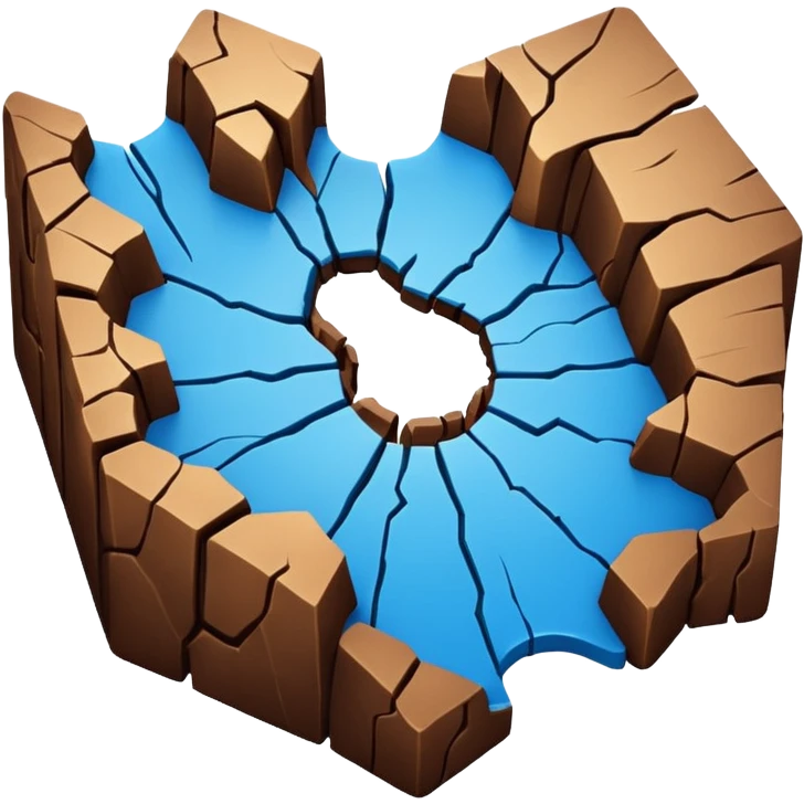 stylized tectonic plates shifting, blue and brown, minimal emoji emoji