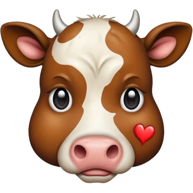 cow emoji with single tear and broken heart, cartoon style emoji