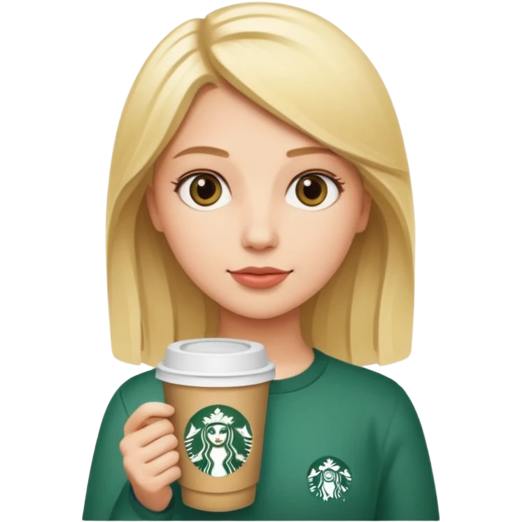 Blond girl with Starbucks cup emoji