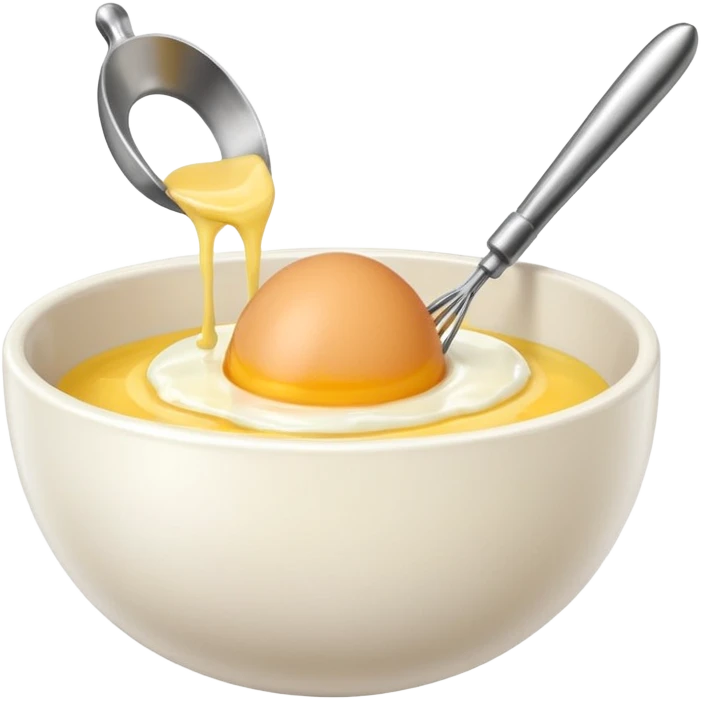 beaten egg in a bowl, There is a whisk inside the bowl. emoji
