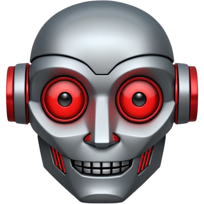 evil robot. Only its head. Very low details, just lines and colors, no need to draw detailed. Make it smile emoji