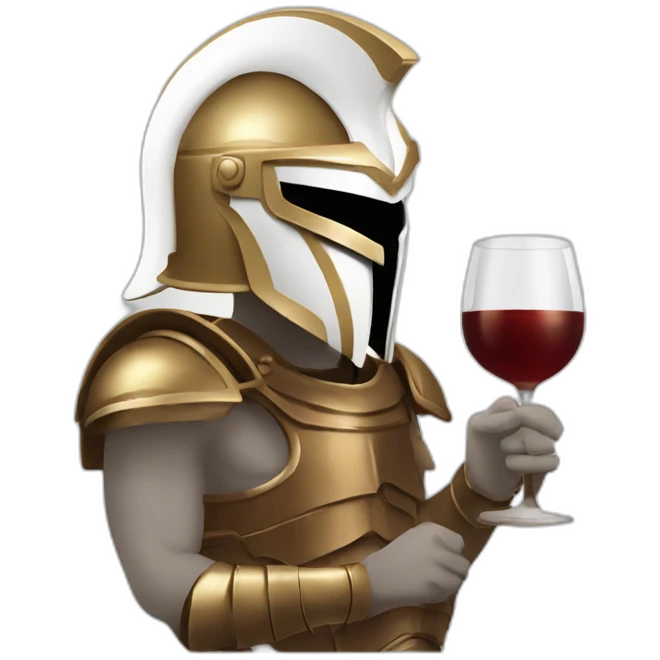 White Spartan drinking wine with bronze armour emoji