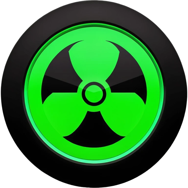 hazardous green logo, iOS app icon style, circular shape, neon green, black hazard symbol, minimal, no text emoji
