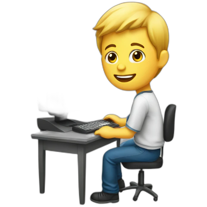 Boy-earning-money-whit-computer emoji