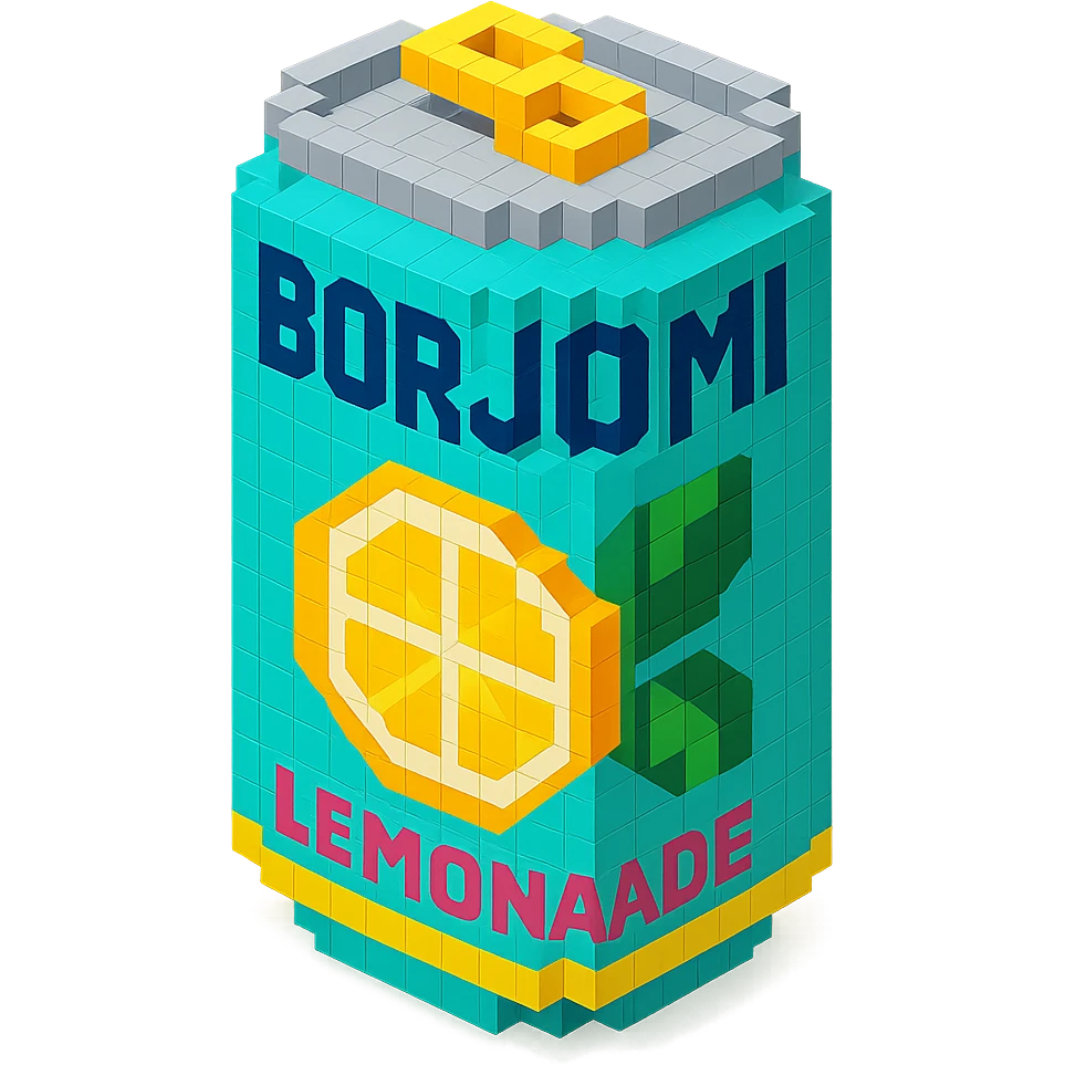 Borjomi lemonade can with a refreshing design emoji