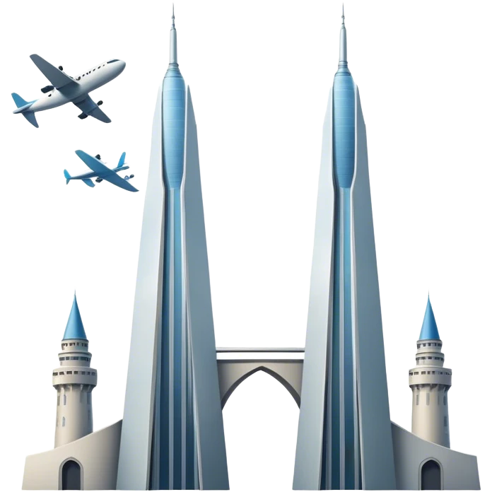 Two towers with airplane emoji