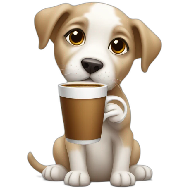 Puppy drinking coffee emoji