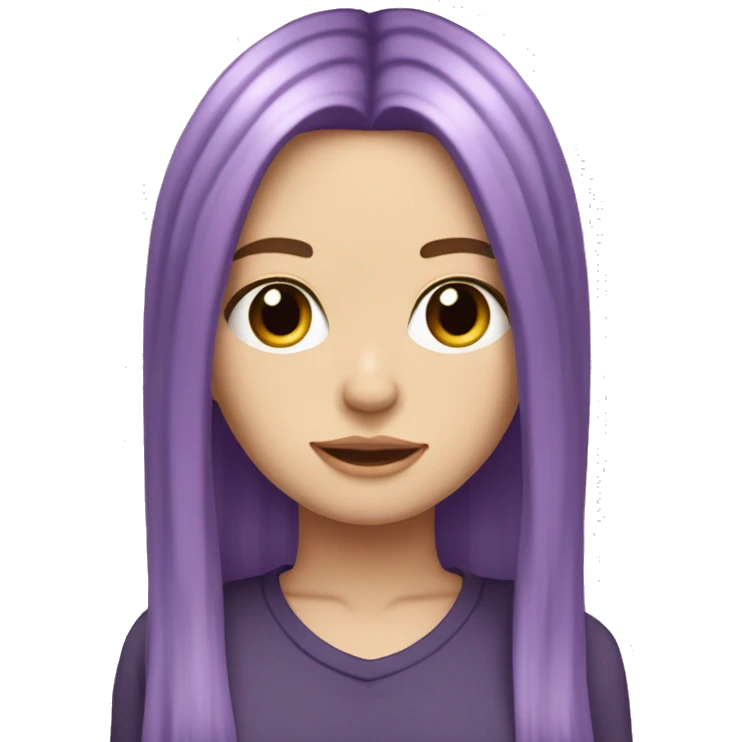 White Girl long purple hair middle part curtain bangs piercings emoji