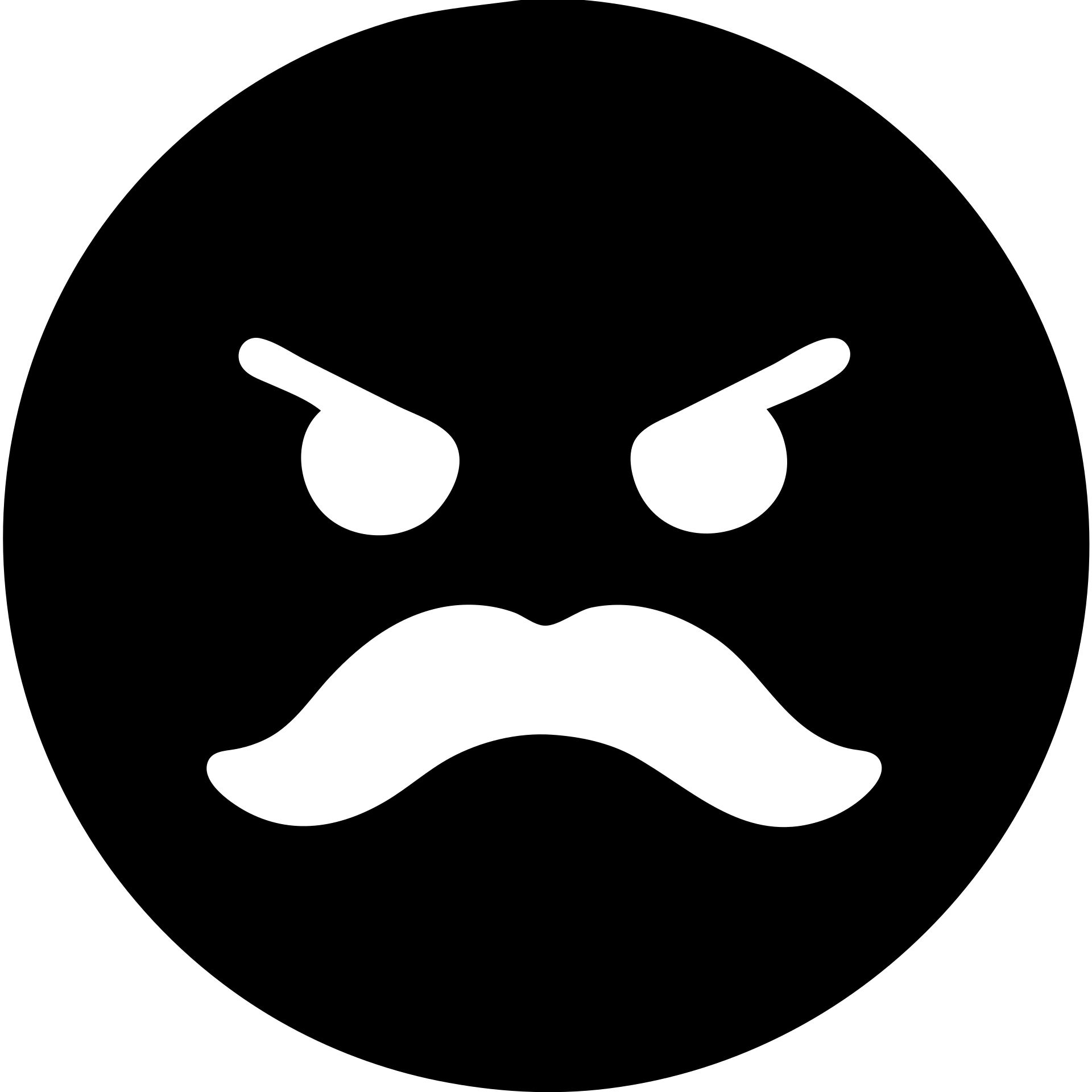 angry face with mustache solid black icon emoji