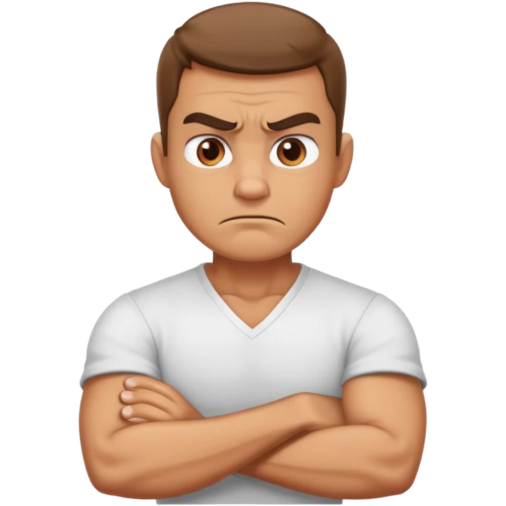 Angry guy with arms crossed holding neck  emoji