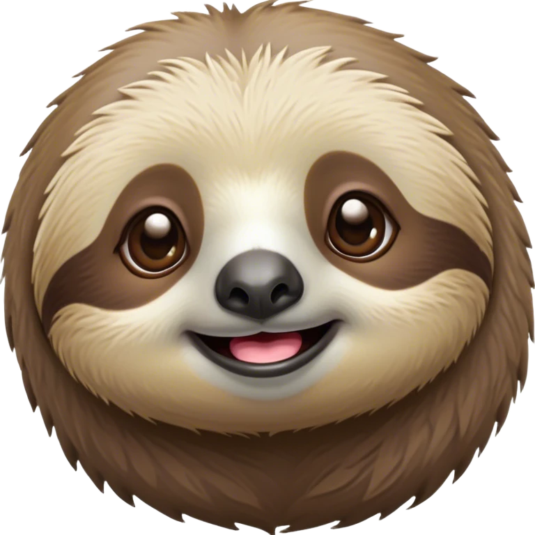 Cinematic Cute Sloth Portrait Emoji, Head tilted playfully and inquisitively, with a delightfully relaxed expression accented by a soft, fuzzy Fur and round, sparkling eyes filled with charm, Simplified yet irresistibly adorable features, highly detailed, glowing with a warm, gentle glow, high shine, affectionate and laid-back, stylized with a touch of whimsical laziness, bright and endearing, soft glowing outline, capturing the essence of a mischievous yet loving sloth that seems as if it could slowly dangle out of the screen into your arms! emoji