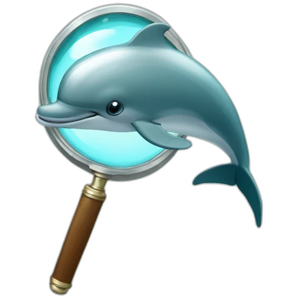 A dolphin with a magnifying glass emoji