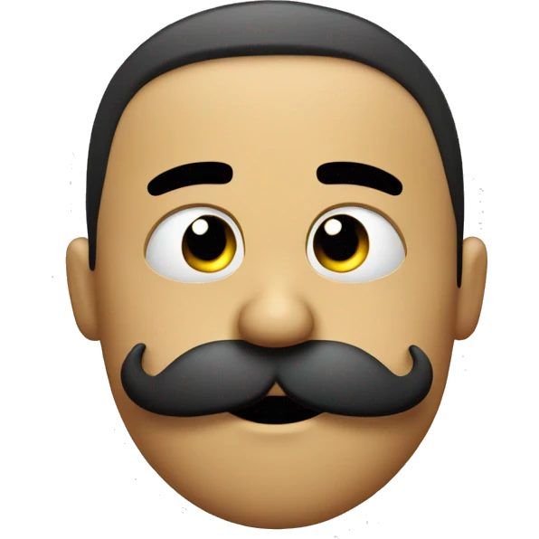 a simple emoji with mustache scratches its chin and thinking emoji