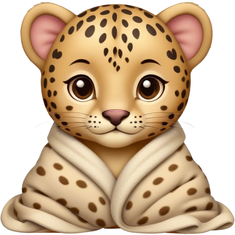 Cute, Disney-style baby leopard cozy in blanket emoji