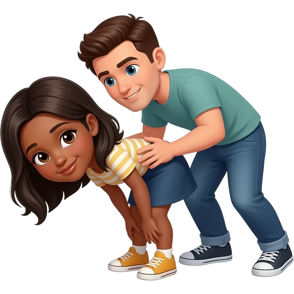 Black Girl bent over with guy behind emoji