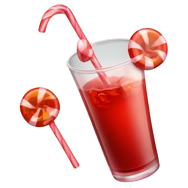 Red drink with candy emoji