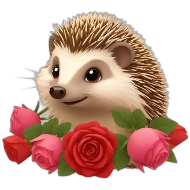 hedgehog with roses emoji