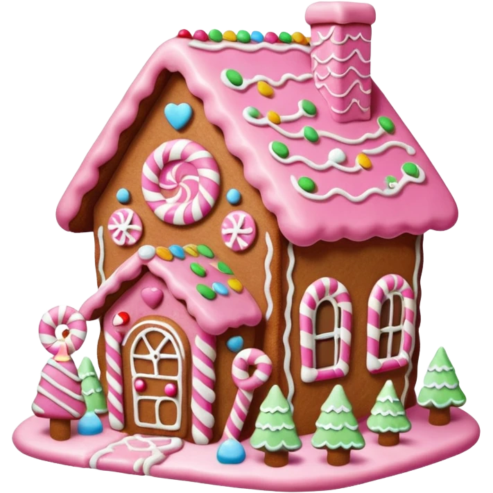 Pink gingerbread house  emoji