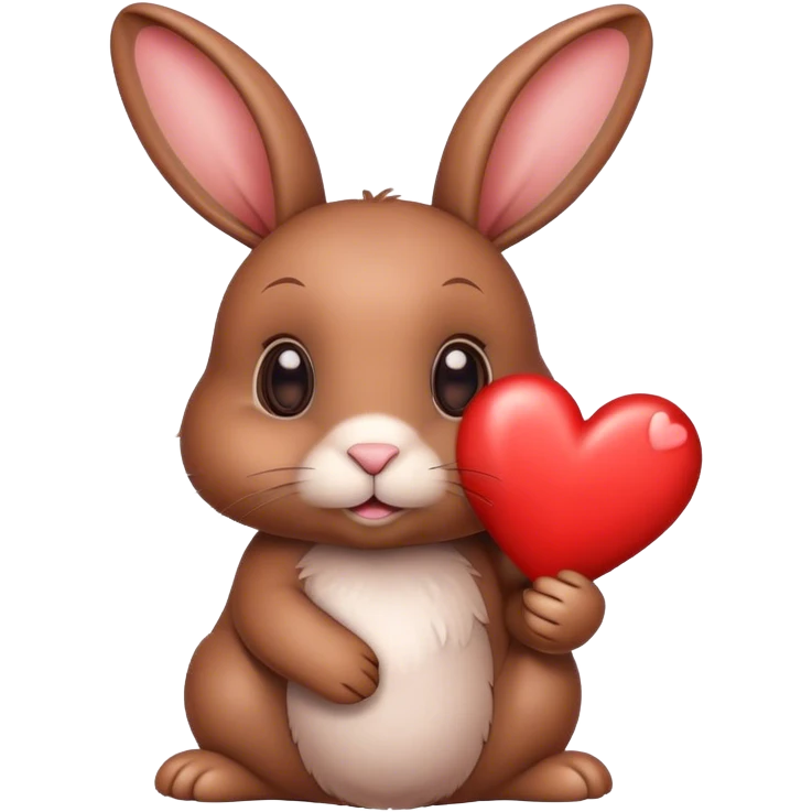 Cute like brown Bunny with a heart emoji