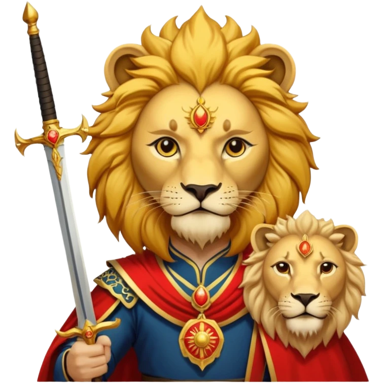 Emoji style pre 1979 Iran Sun and Lion, golden lion with sword, rising sun, flat bold colors emoji