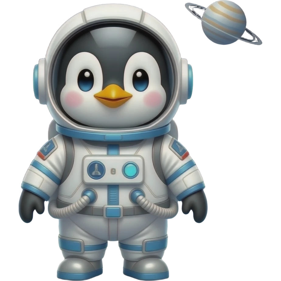 baby penguin in space suit in space emoji