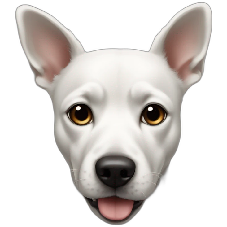 white dog with black manchas in the face mixed like border ollie with short hair emoji