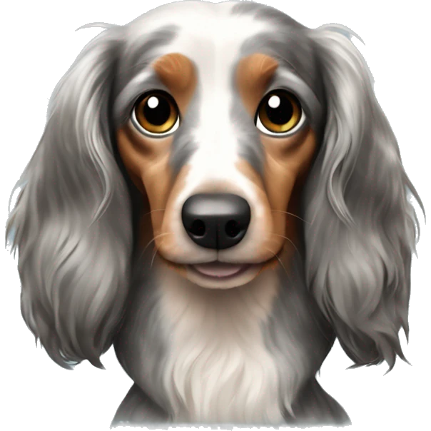 Tri merle long haired dachshund emoji
