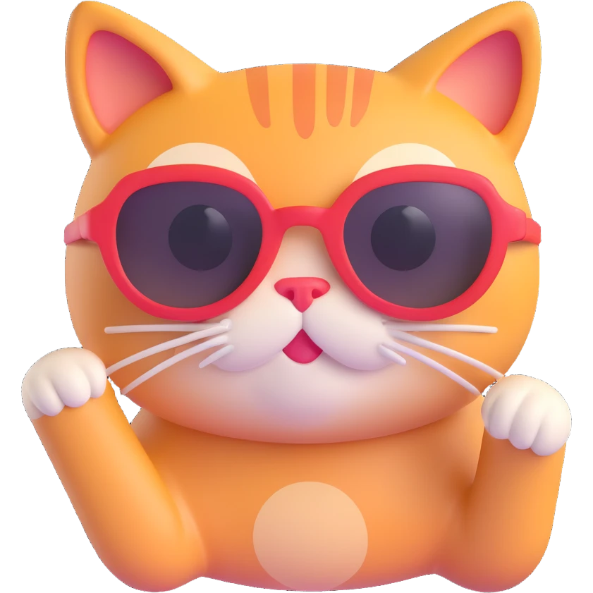 playful and rounded cat wearing sunglasses emoji