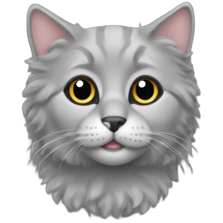Grey curly cat black nose emoji
