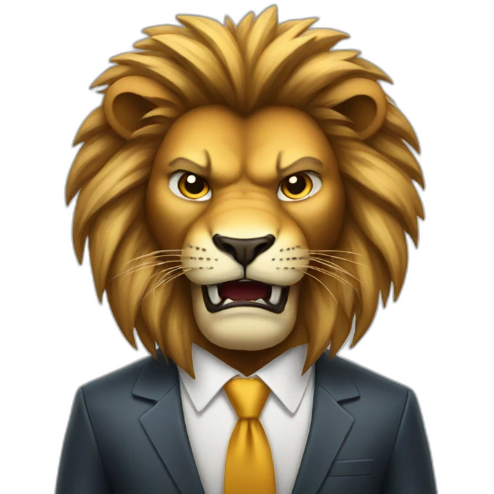 Angry Lion with suit emoji