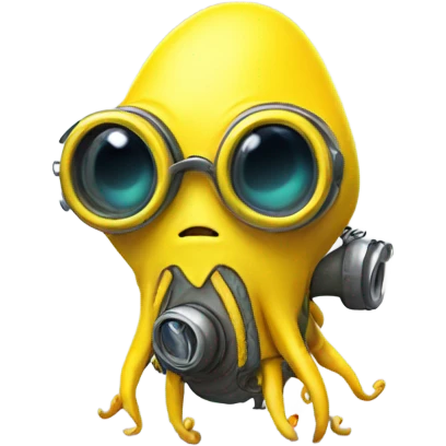 A squid alien in a minion outfit in goggles emoji
