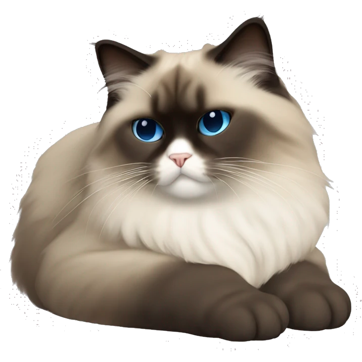 himalayan ragdoll cat asleep with full dark face emoji