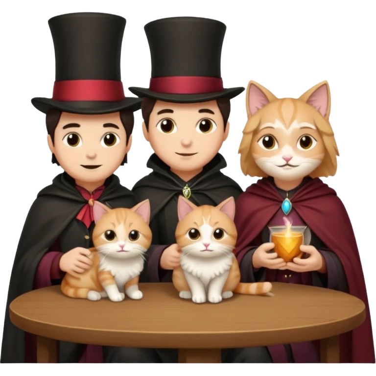 magician couple and their pet cat emoji
