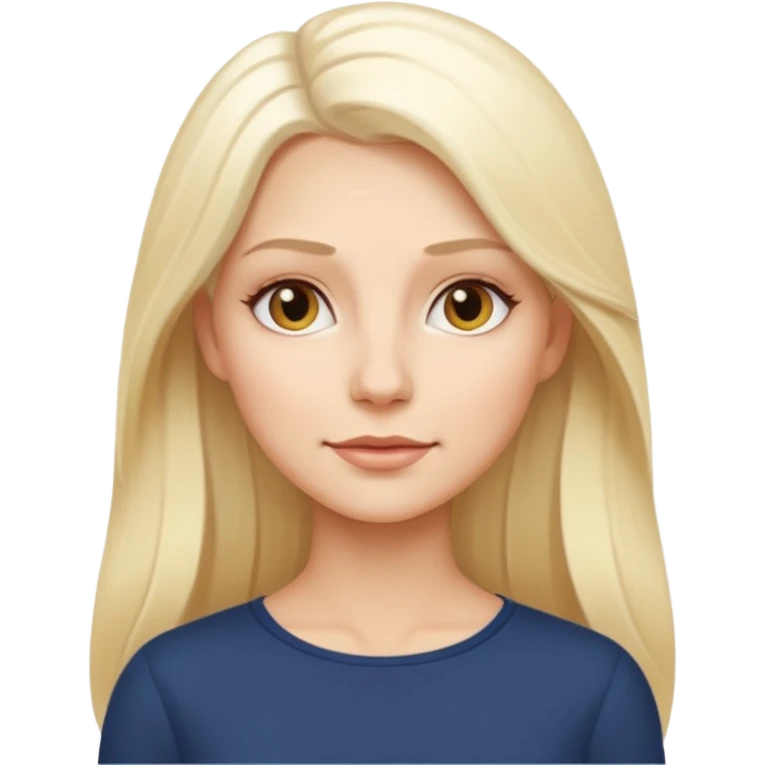 Stylized emoji portrait of a sexy long-haired white-blonde woman, confident expression, smooth skin, minimal makeup, full height  emoji