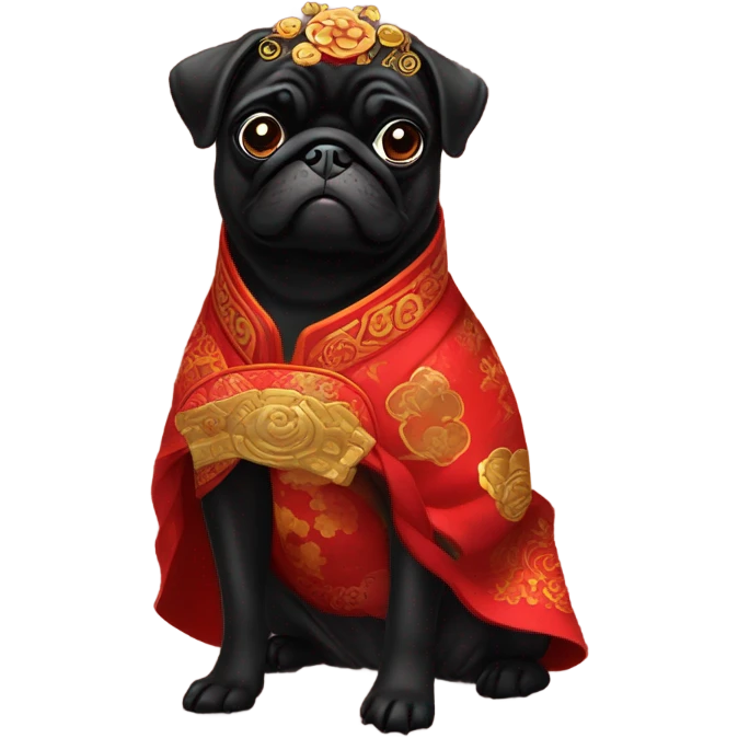 Black pug dresses Chinese lunar new year  emoji
