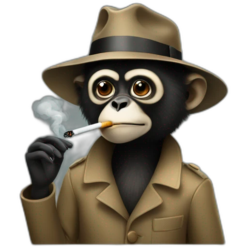 gibbon detective smoking a cigarette emoji