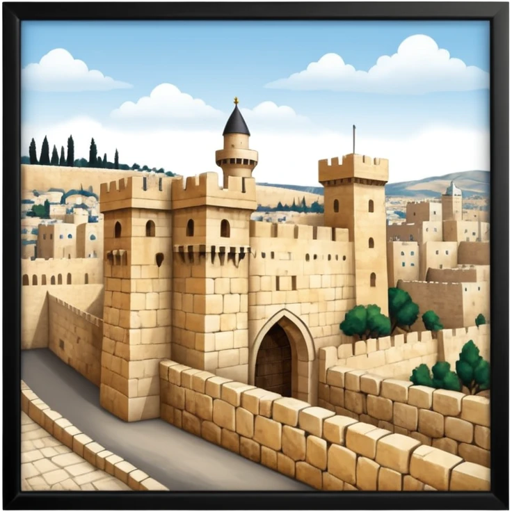 emoji highlighting the old city wall of Jerusalem with Jerusalem stone without borders on the emoji emoji