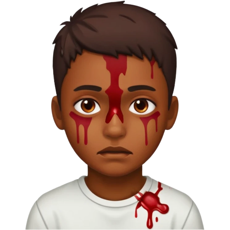Brown skin boy with blood on his face  emoji