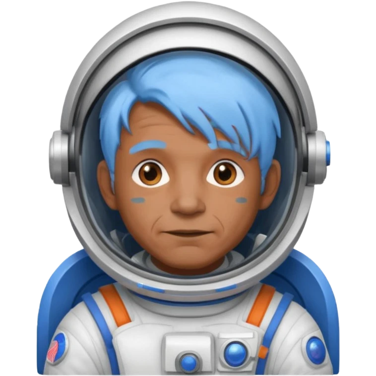 old man, brown skin astronaut with blue hair emoji
