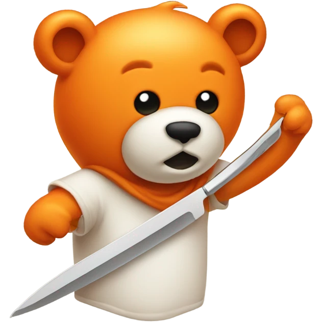 Orange ghost bear with a knife emoji