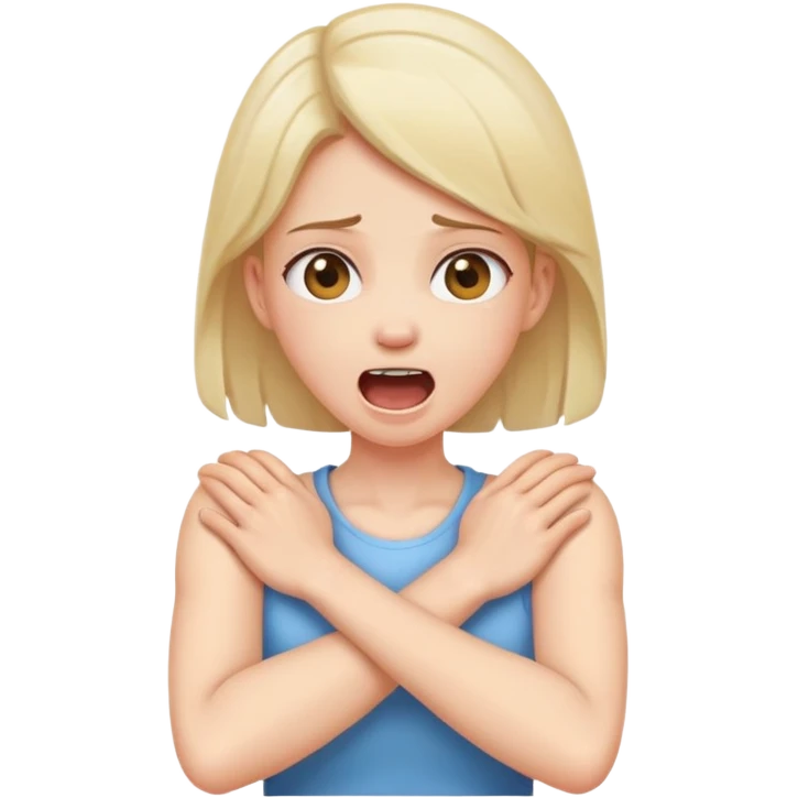 girl with her arms crossed holding her neck screaming emoji