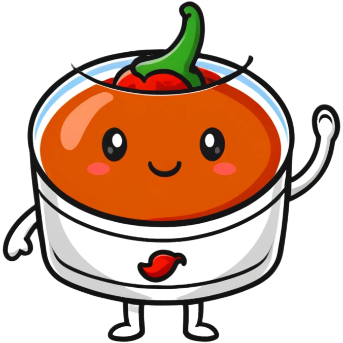 cute cartoon red chili chutney character with spicy expression emoji